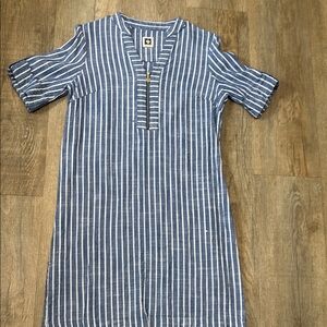 Blue and White Striped Dress